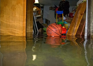 A flooded basement bedroom in Mercer