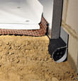 A crawl space encapsulation and insulation system, complete with drainage matting for flooded crawl spaces in Hancock