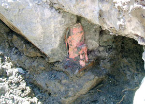 Failed concrete underpinning meant to repair a foundation issue in Ontonagon.