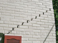 Stair-step cracks showing in a home foundation in Lac Du Flambeau