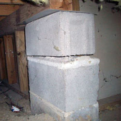 Collapsing crawl space support pillars Bayfield