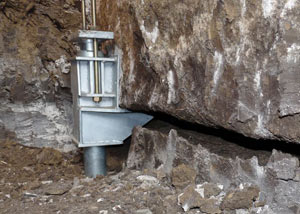 A properly installed foundation push pier system in Houghton repaired by our foundation contractors.