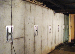 A foundation wall in Atlantic Mine repaired with foundation wall anchors.