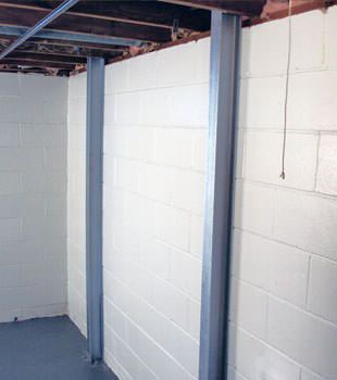 A PowerBrace™ i-beam foundation wall repair system in Ashland