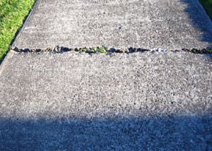 A sinking concrete sidewalk in need of mudjacking services in Ashland.