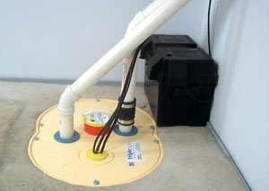 L'Anse installation of a submersible sump pump system