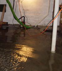 Several feet of floodwaters in a Atlantic Mine basement