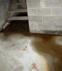 Flooding floor cracks by a hatchway door in Calumet
